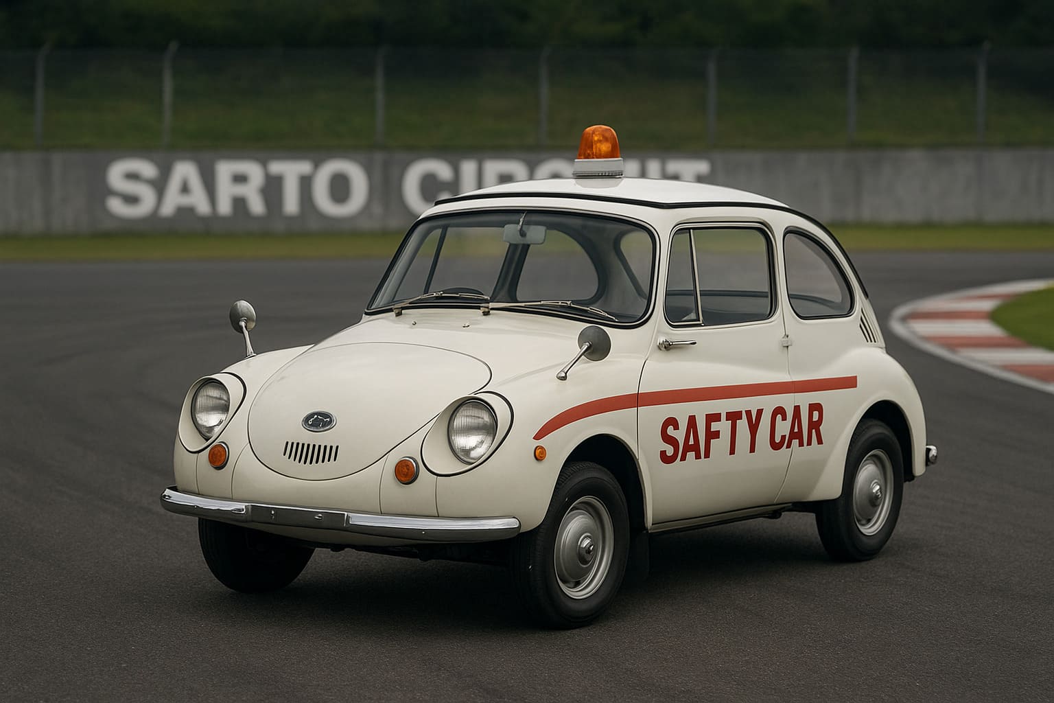 スバル360セーフティーカー　背景はサルトサーキット | の人気AIイラスト・グラビア