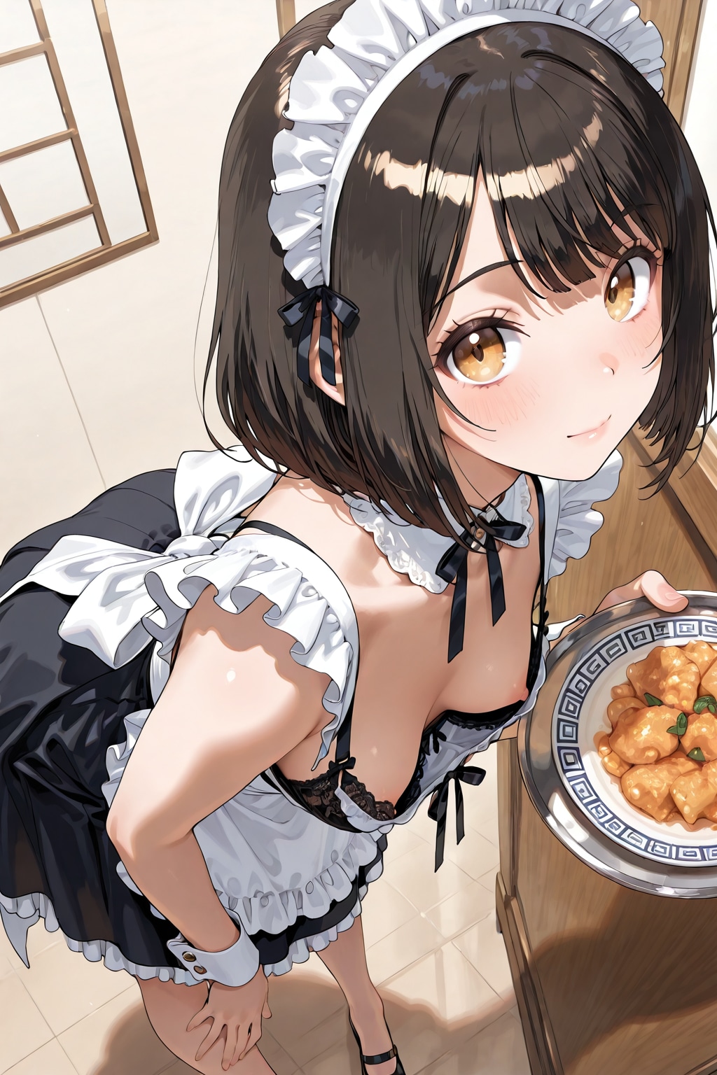 中華飯店のメイド胸ちら