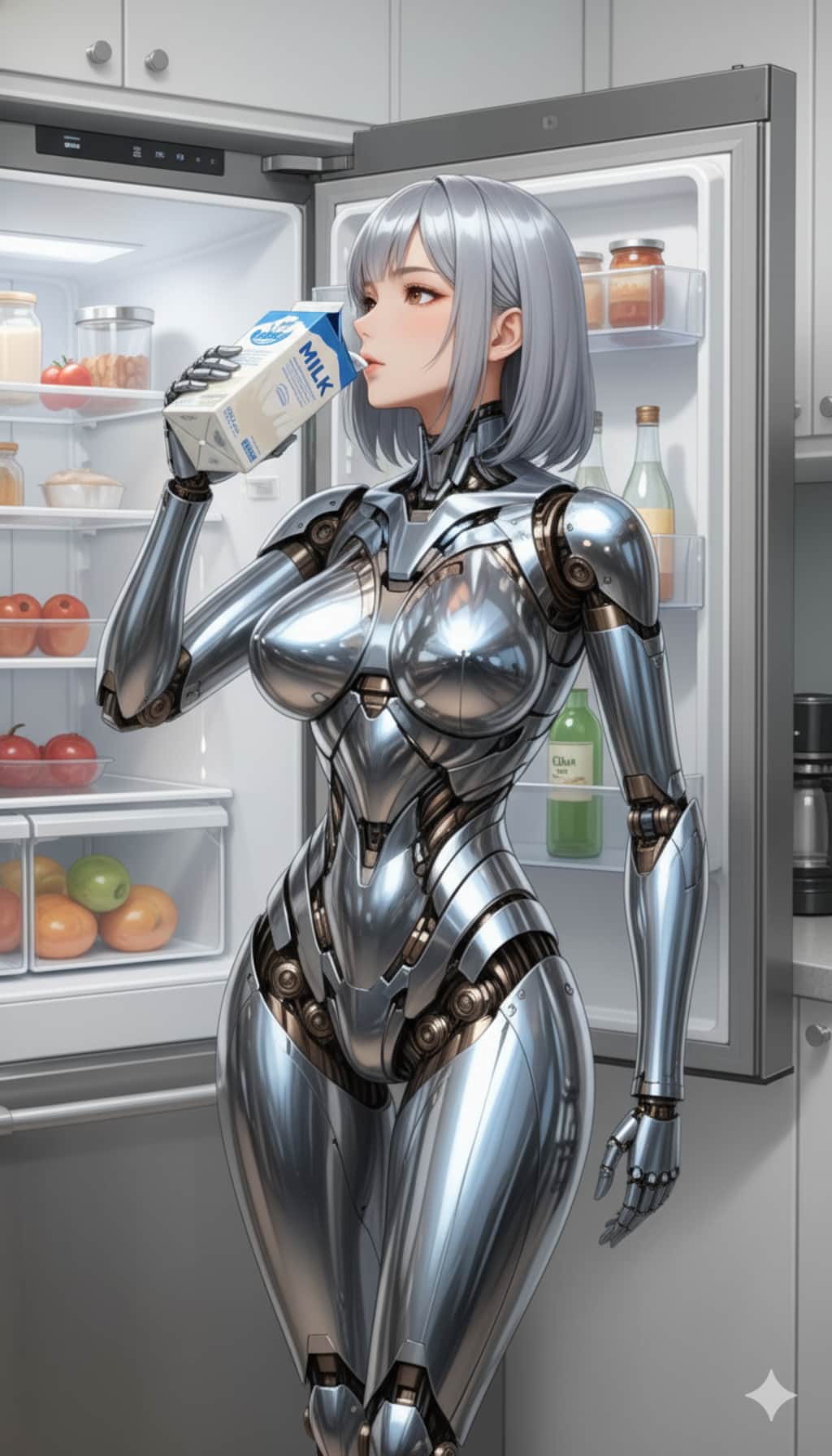 牛乳を飲む