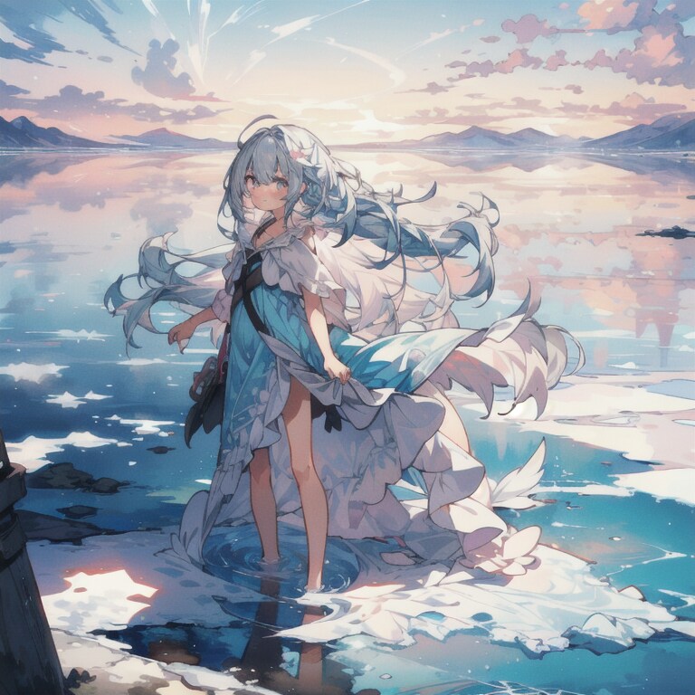 水面に立つ少女