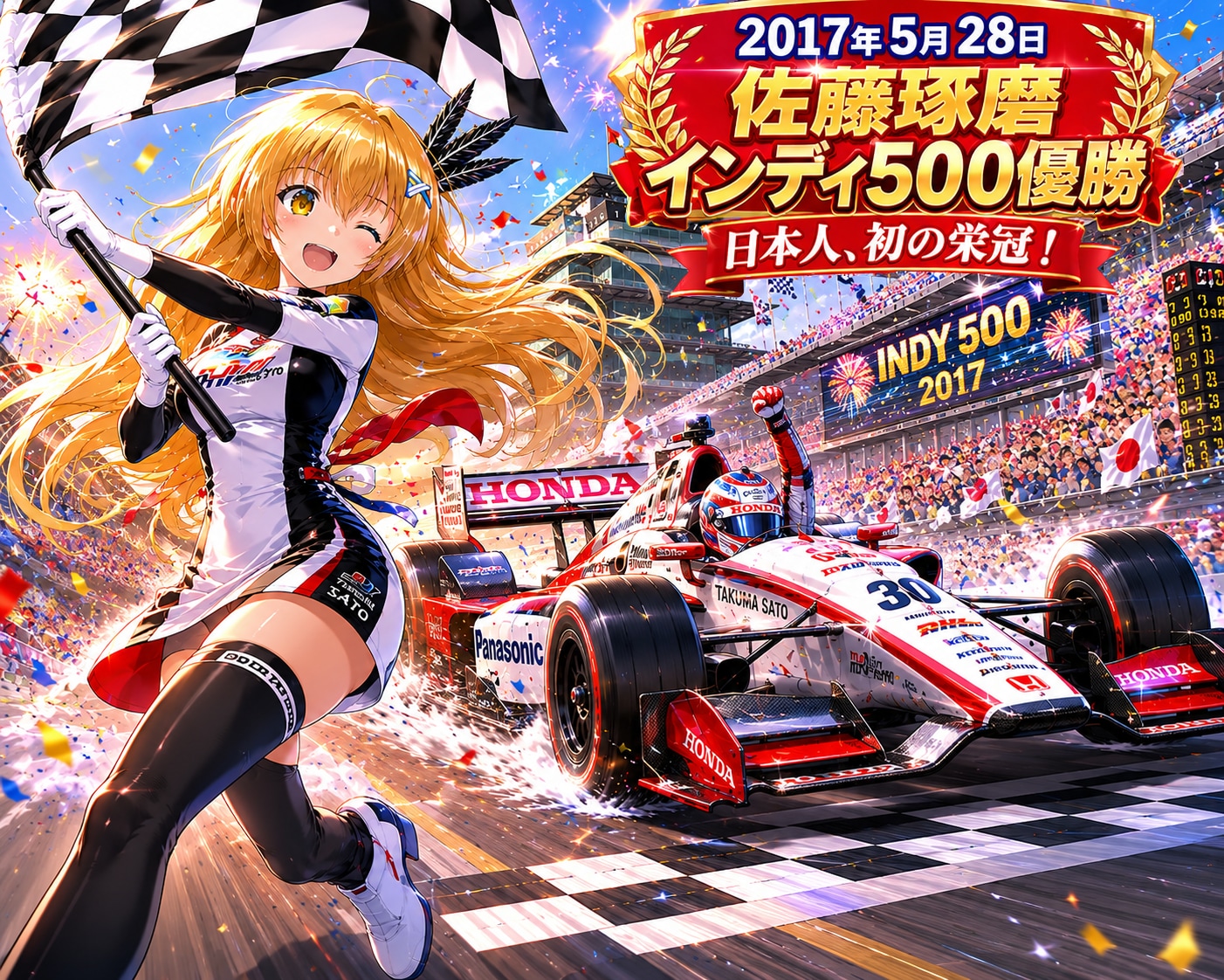 5月28日はインディ500で日本人が初の優勝を飾った日 | の人気AIイラスト・グラビア