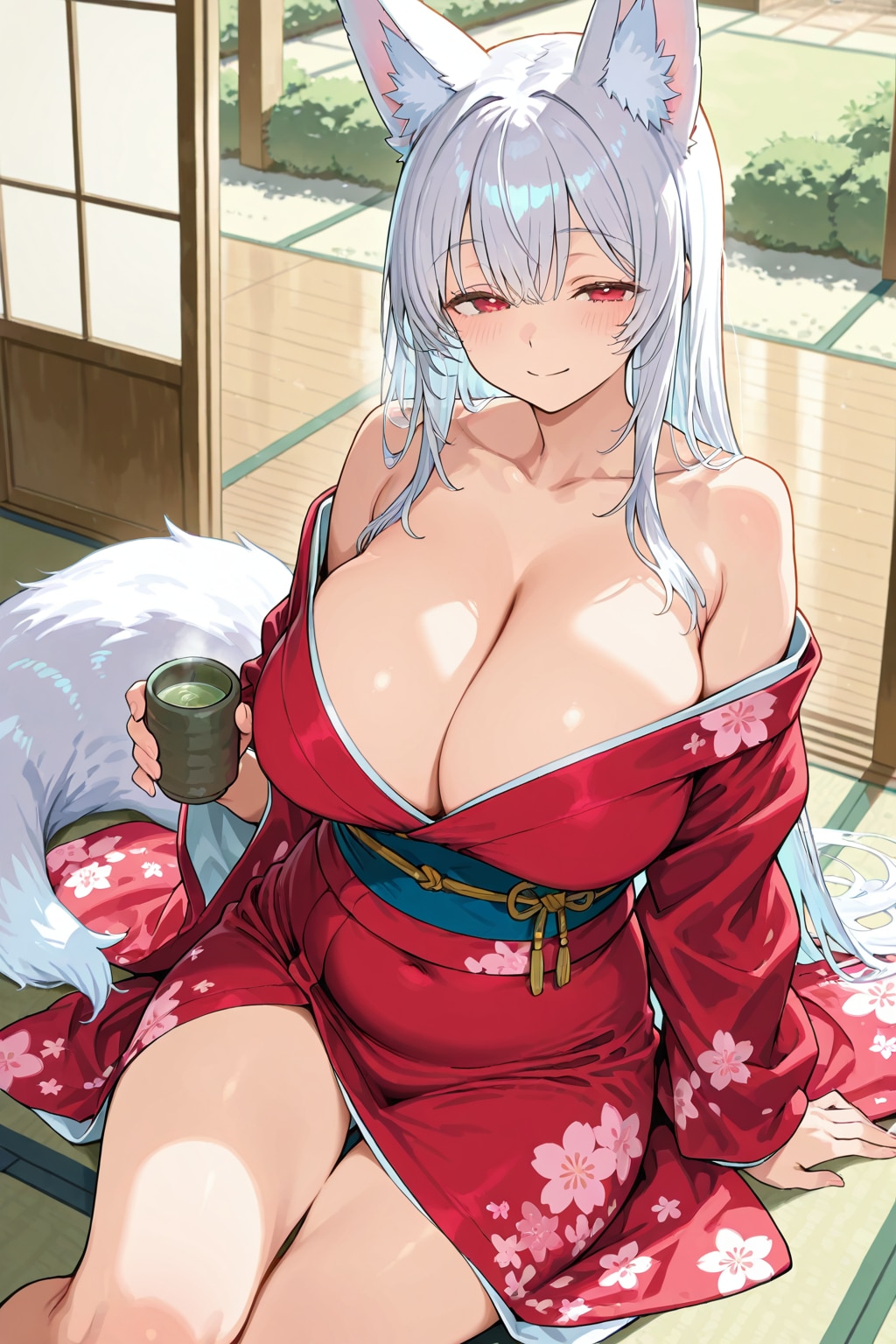 縁側の狐