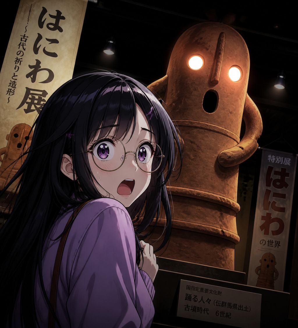 埴輪と黒髪メガネ