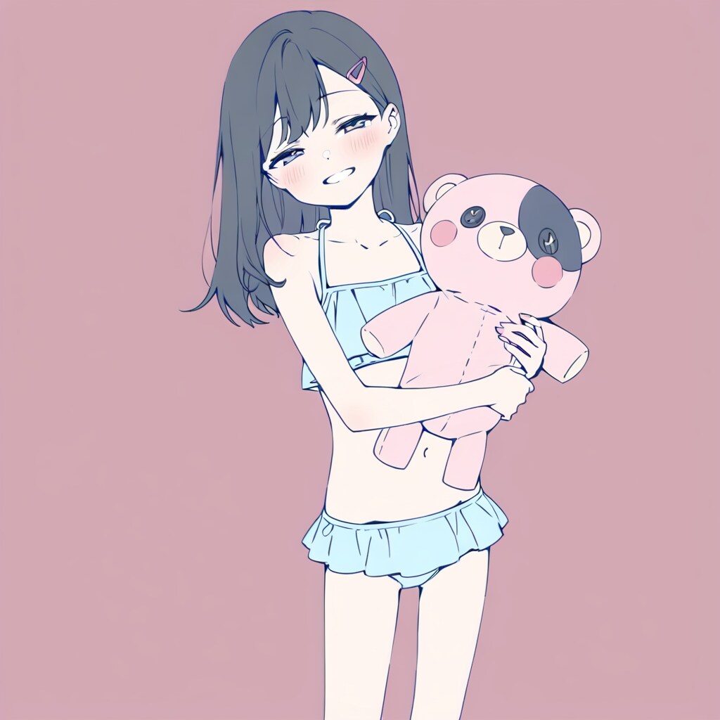 ぬいぐるみと水着ガール