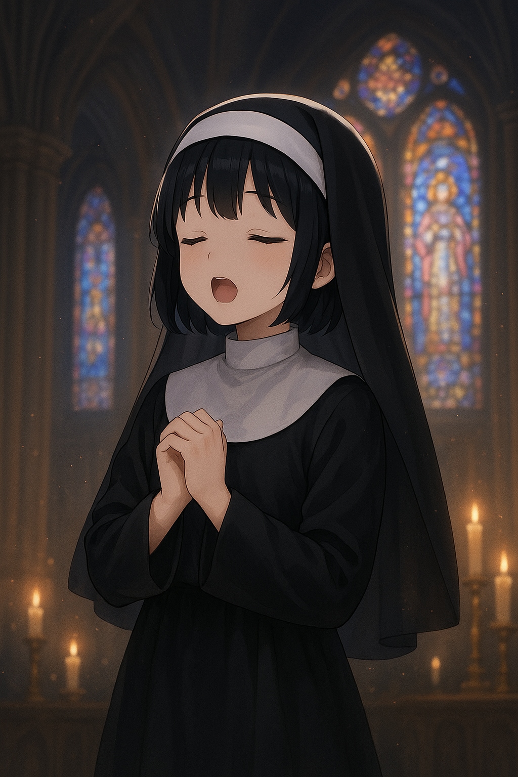 賛美歌を歌っているシスターの女の子