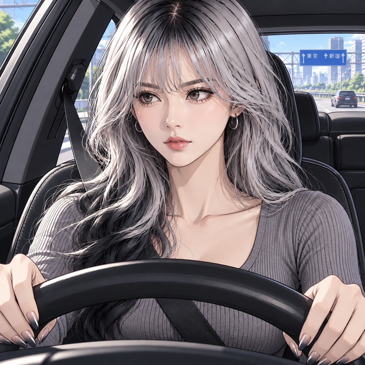 運転するレージュちゃん♡ | の人気AIイラスト・グラビア