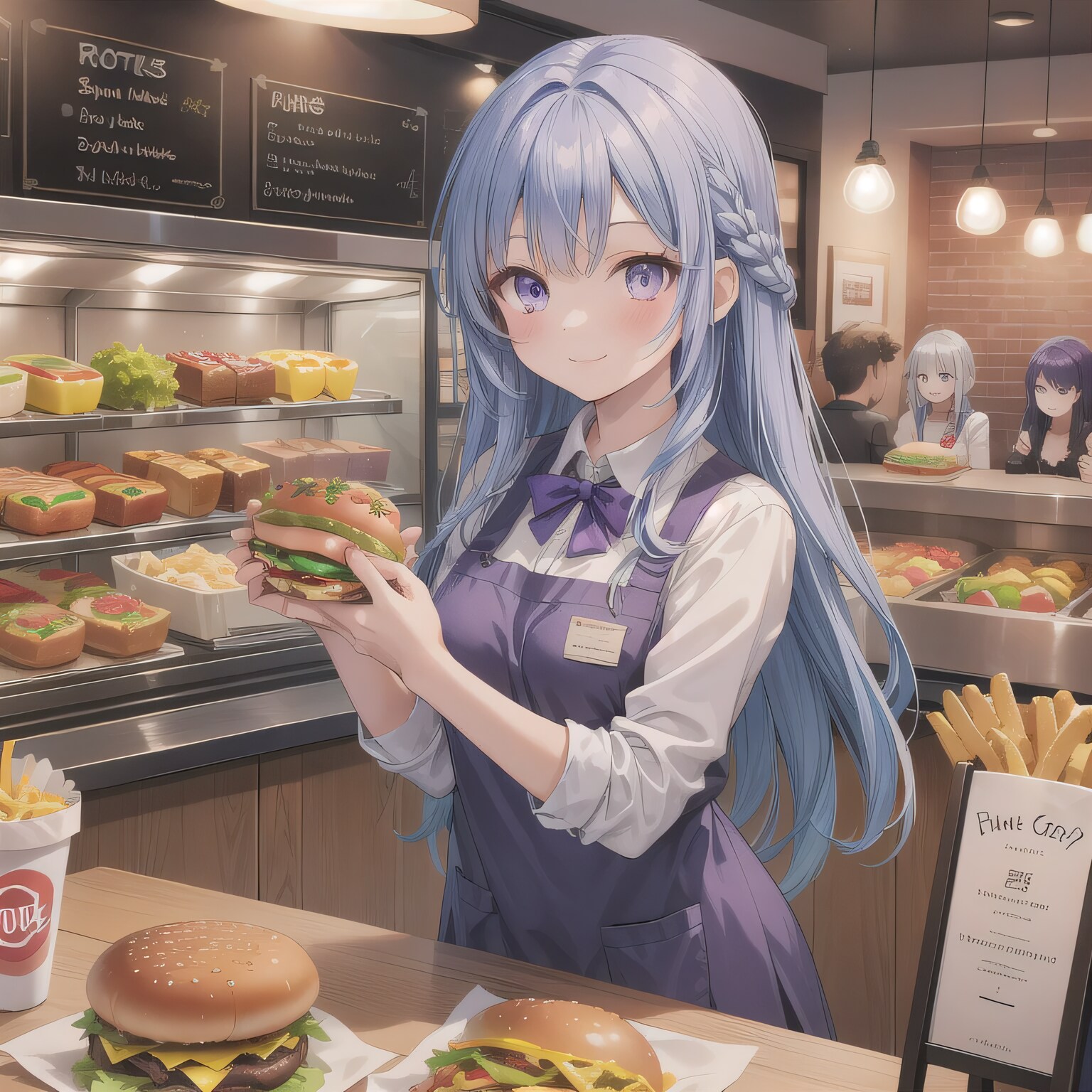 紫髪ロングでクルーの少女６ | の人気AIイラスト・グラビア