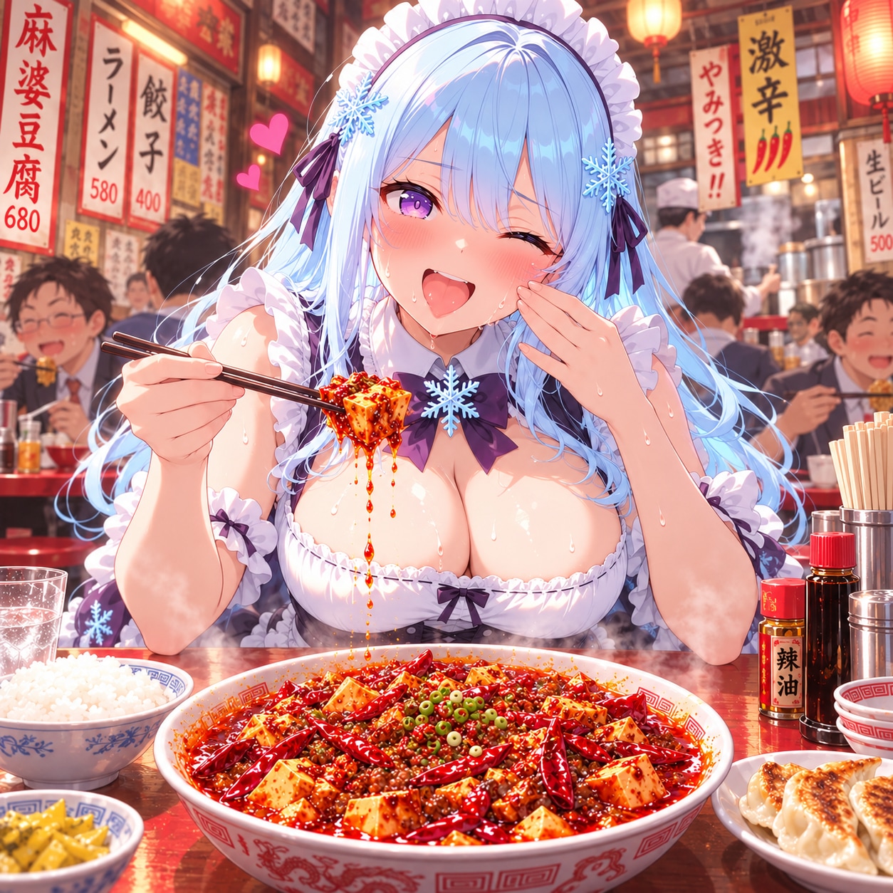 激辛麻婆豆腐を食べるスーパーメイドちゃん | の人気AIイラスト・グラビア