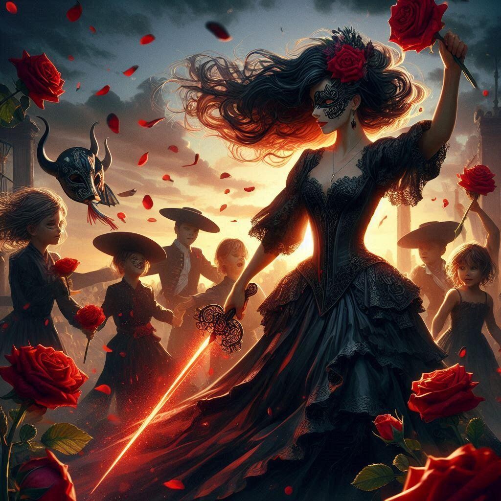 夕焼けの黒薔薇