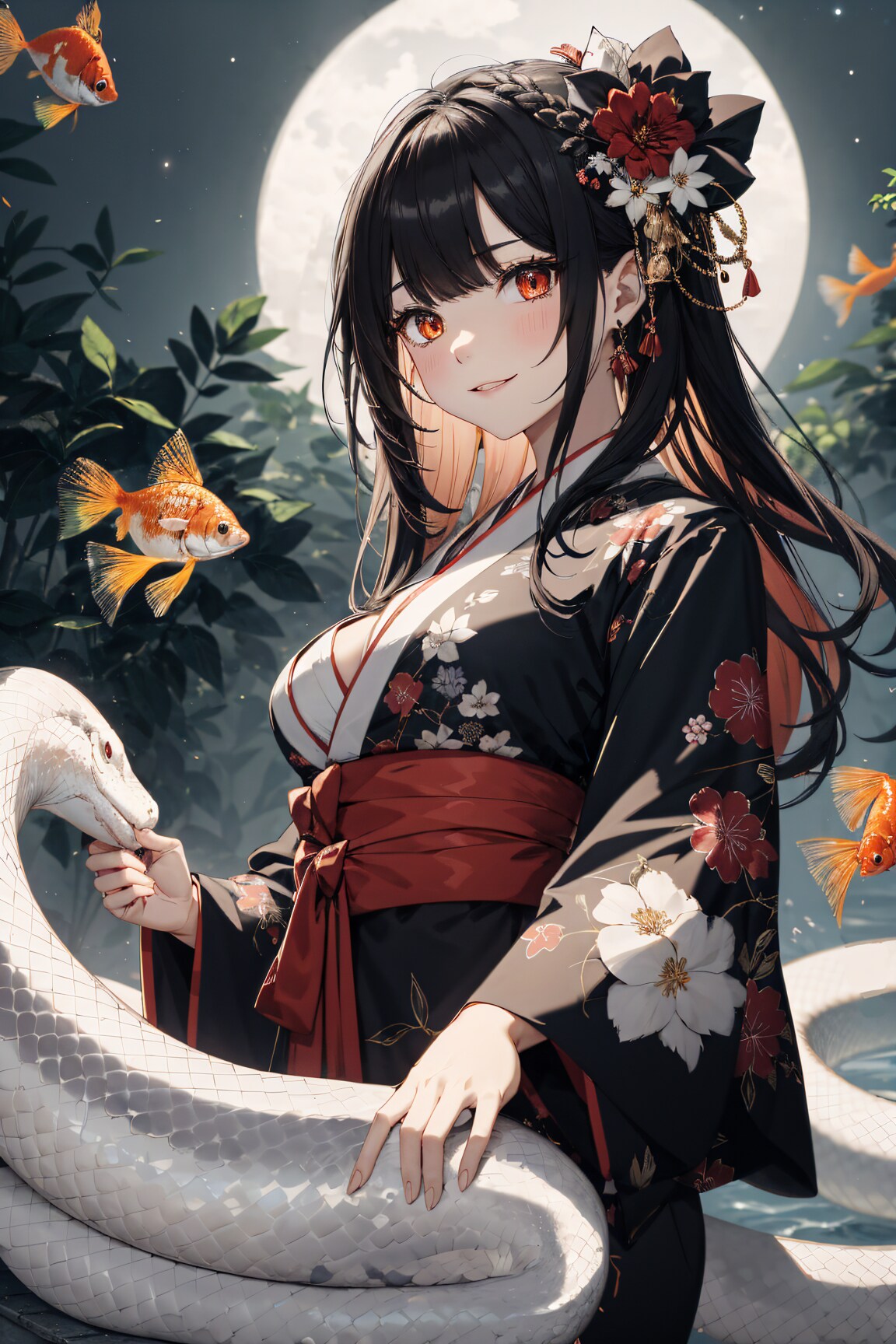 女の子と白い蛇