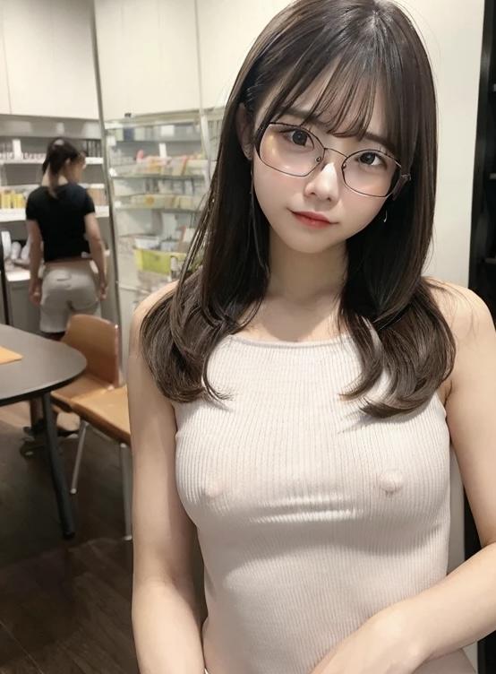 メガネ清楚痴女