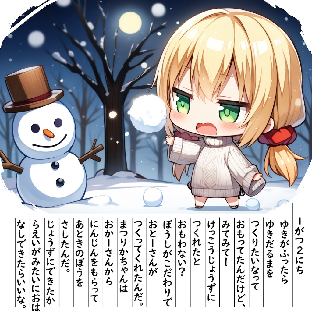 【絵日記】ゆきだるまつくーろー♪