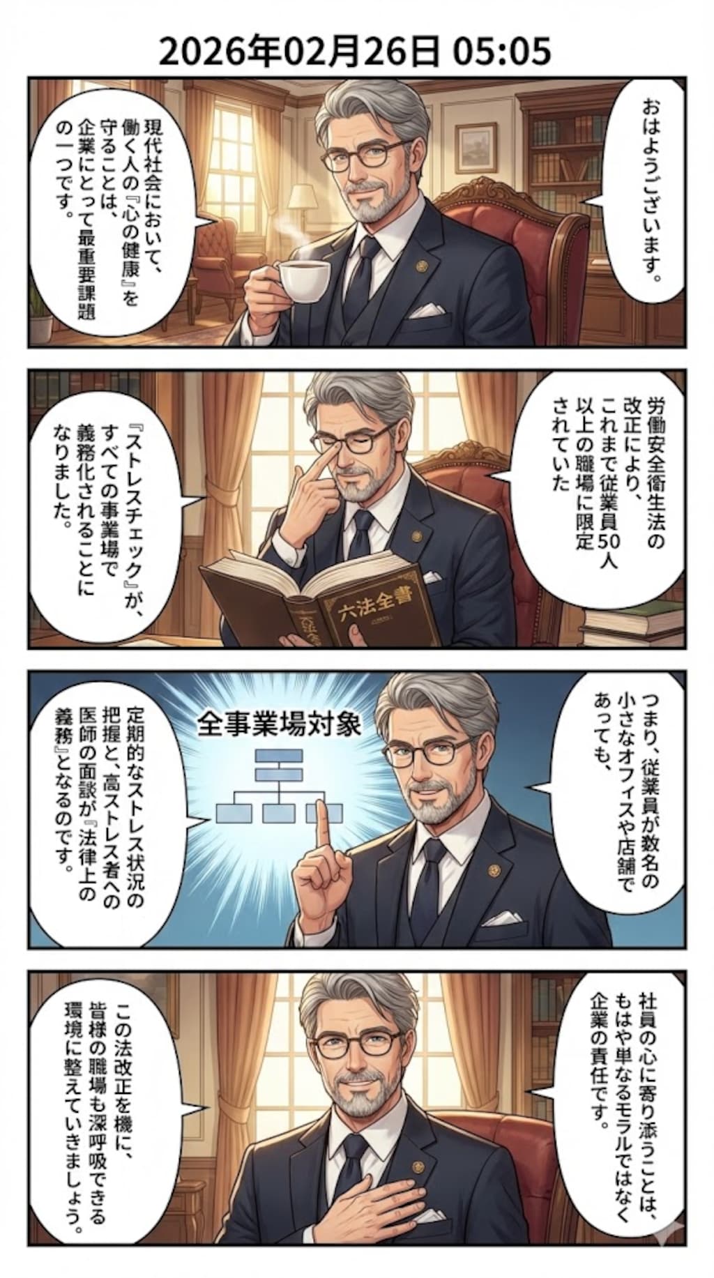 「ストレスチェック」全事業場義務化 毎日漫画5時