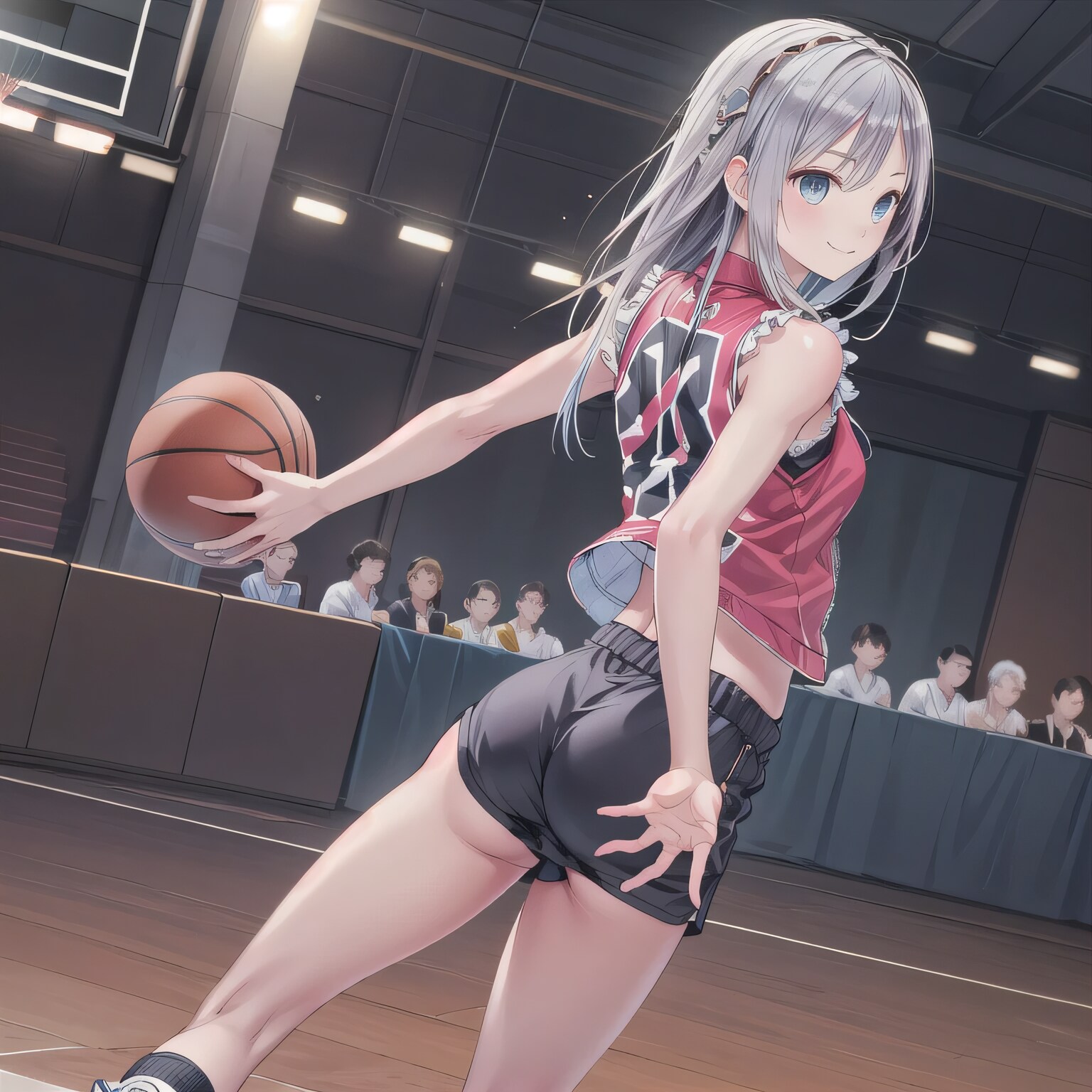 銀髪ロングでユニフォームの少女２４ | の人気AIイラスト・グラビア