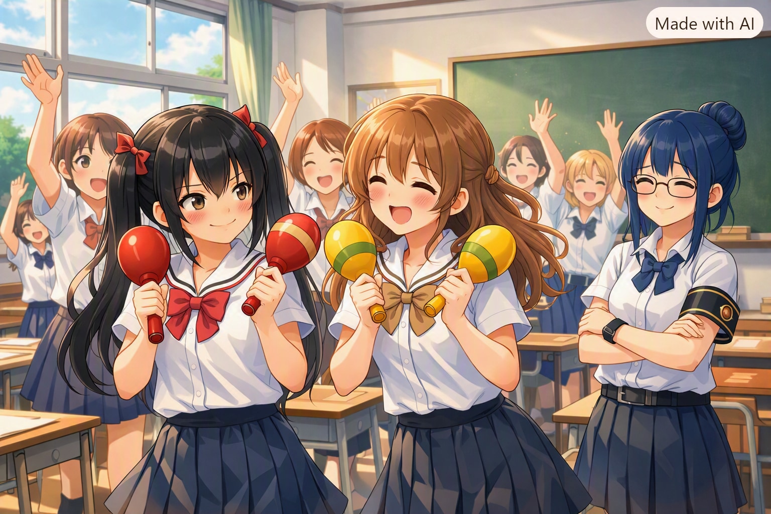 教室でハッスル♬（マスカラの日） | の人気AIイラスト・グラビア