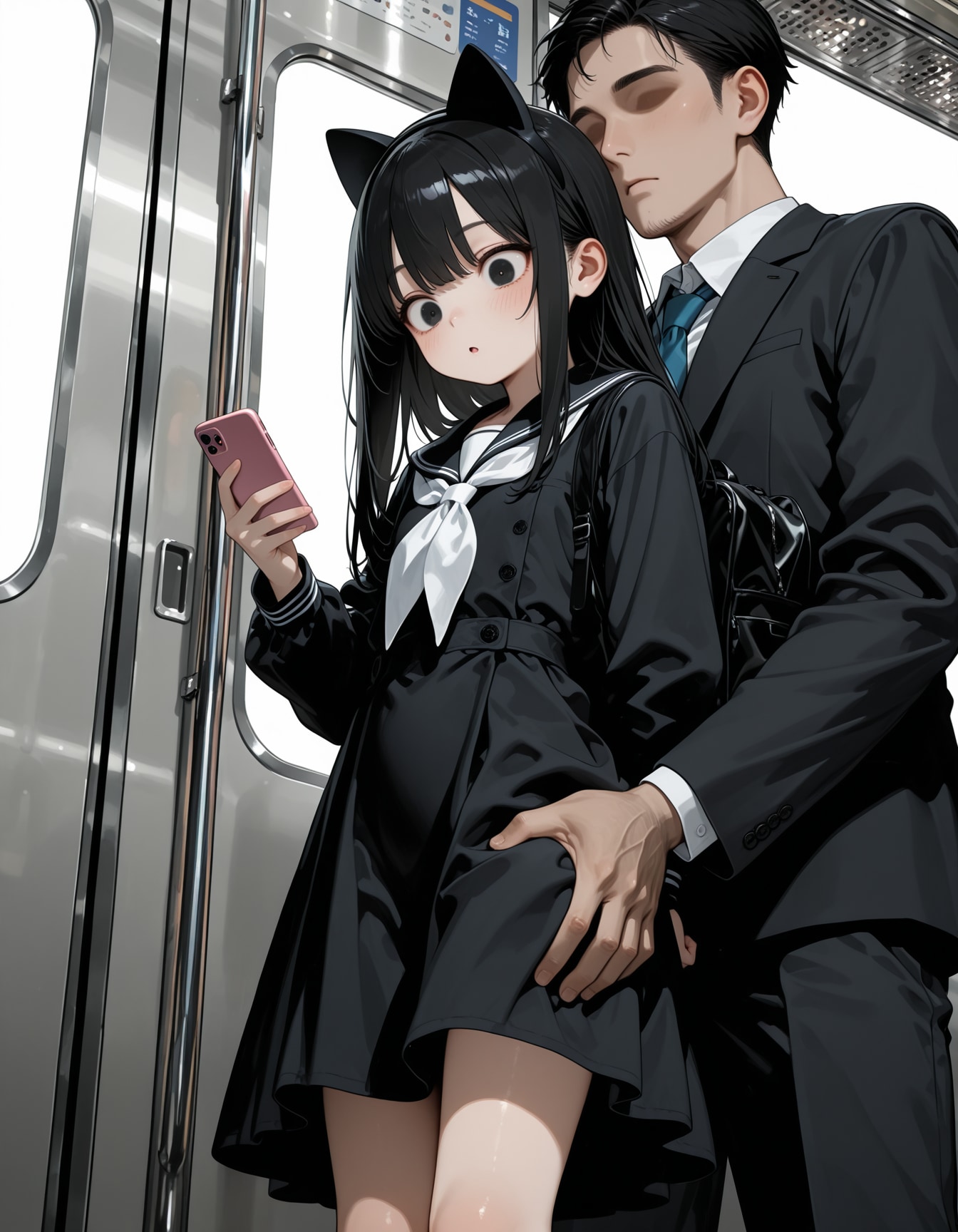 電車で見かけた女の子にイタズラ