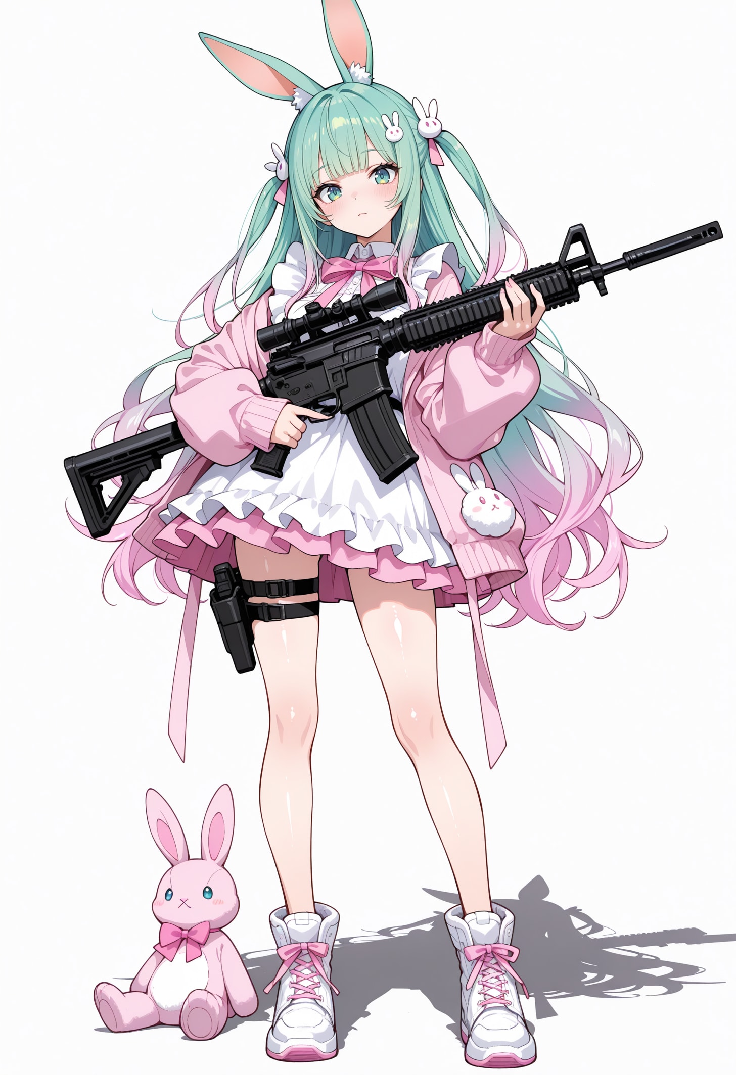 うさ耳ガーリーとライフル | の人気AIイラスト・グラビア