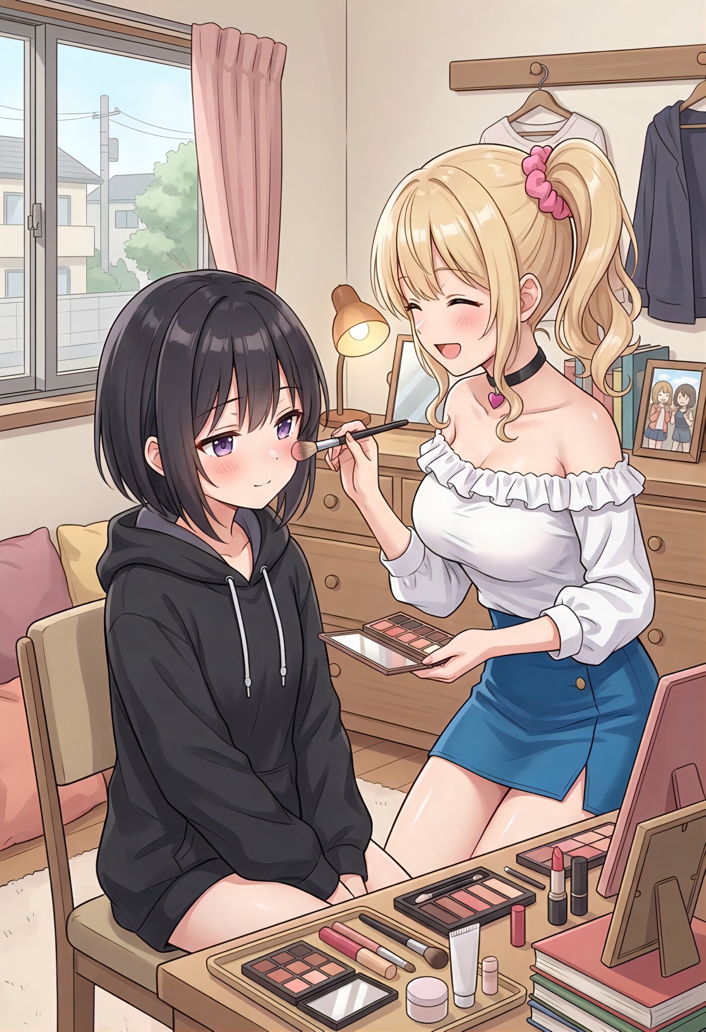 七海さんにメイクを教えてもらう凛ちゃん