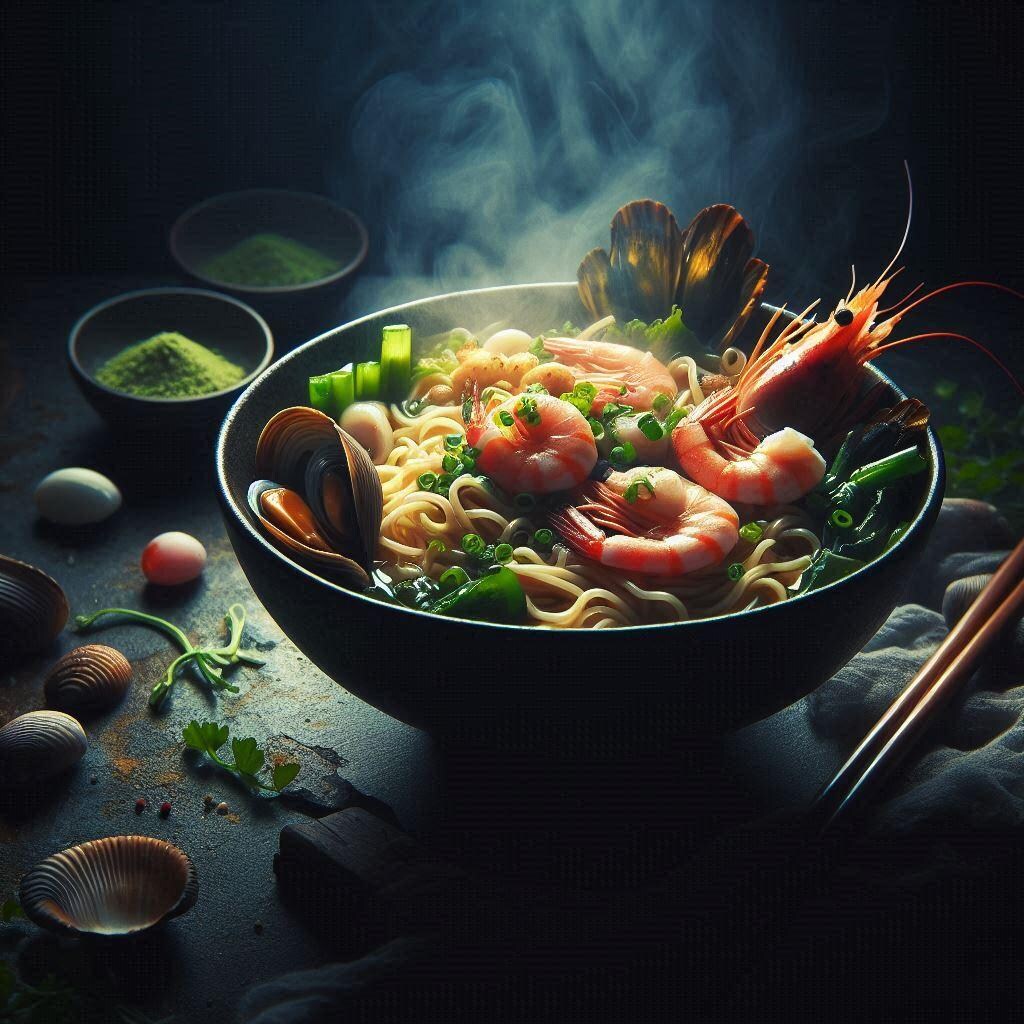 闇と光のseafood noodle