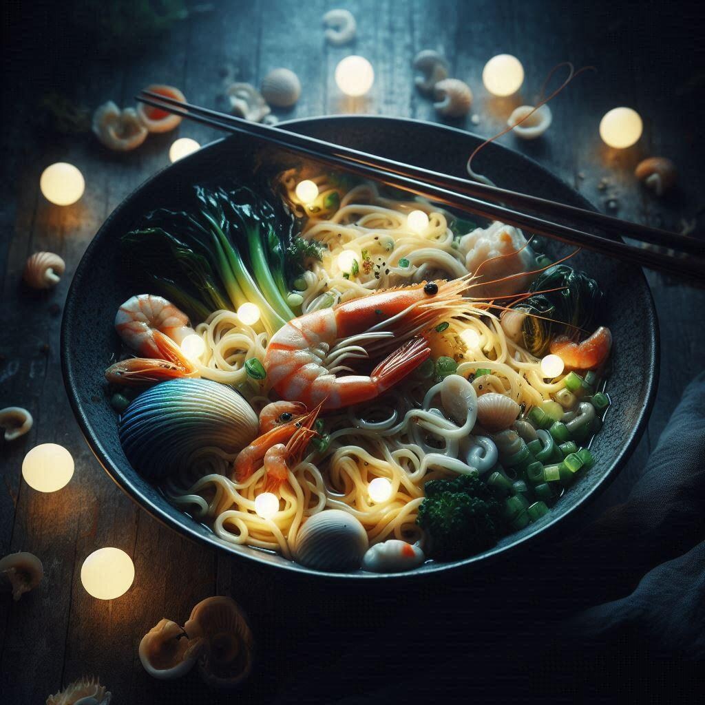 闇と光のseafood noodle