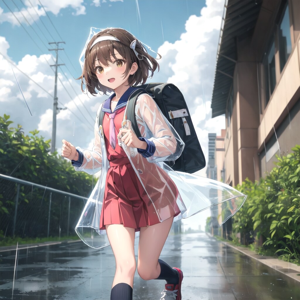 雨の登校ダッシュ！