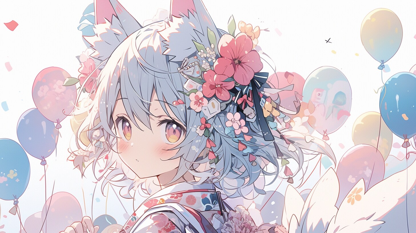 狐娘と風船の夏祭り夢 | の人気AIイラスト・グラビア