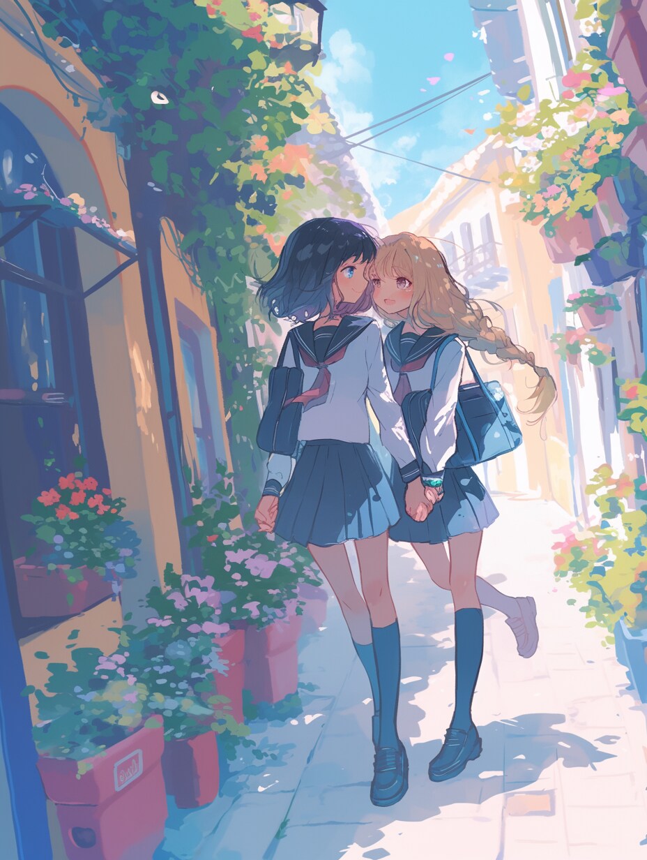 キスしたい二人のJK85 | の人気AIイラスト・グラビア