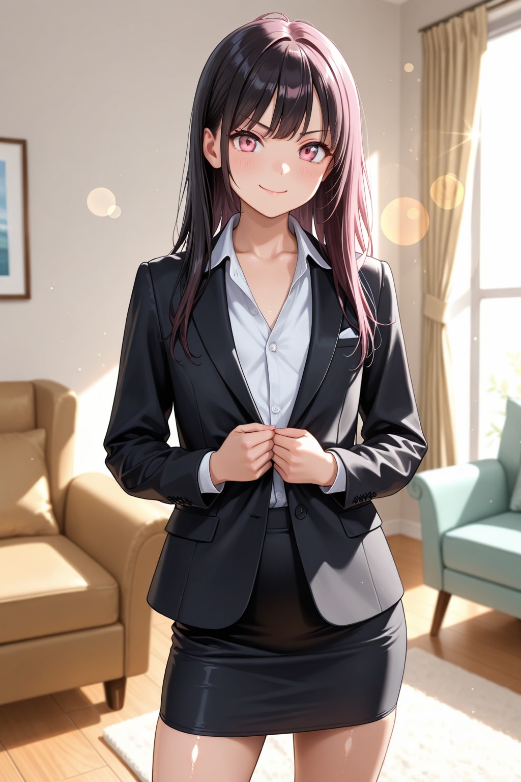 「どう？　スーツ姿だと、出来る女みたいでしょ♪」