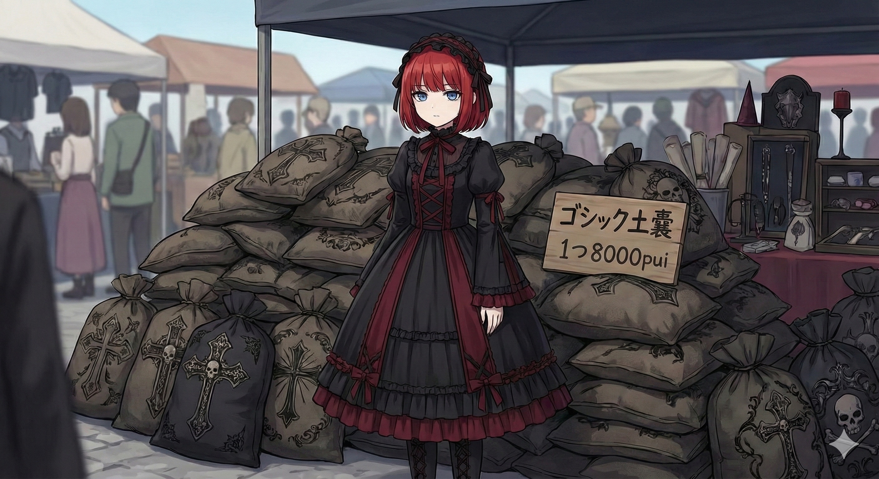 フリマでゴシック土嚢を売るリコちゃん | の人気AIイラスト・グラビア