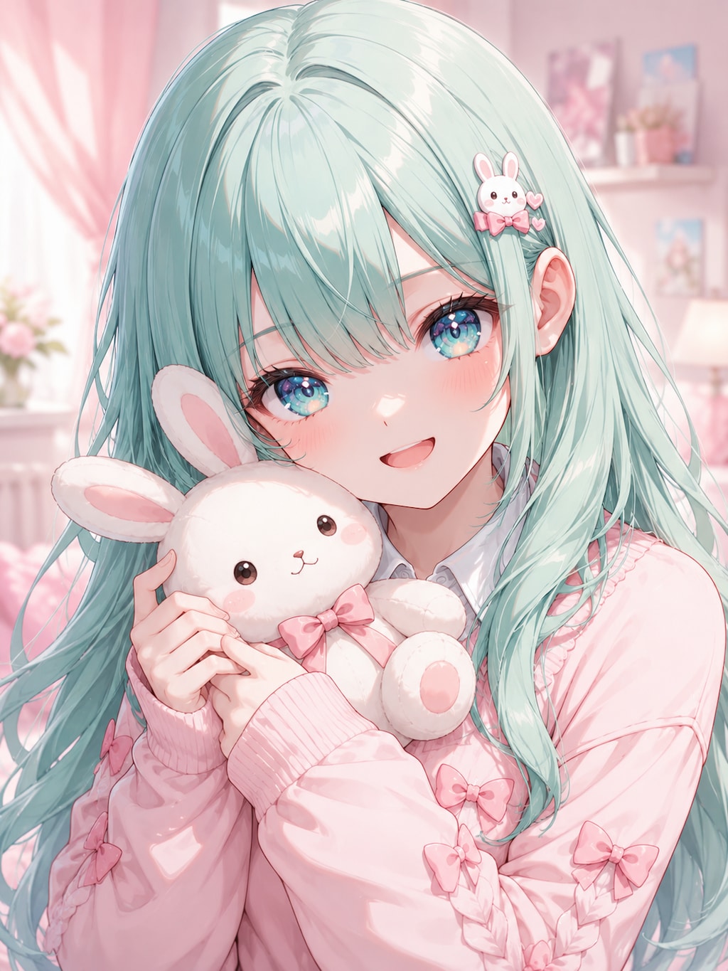 お気に入りの、うさちゃんぬいぐるみと