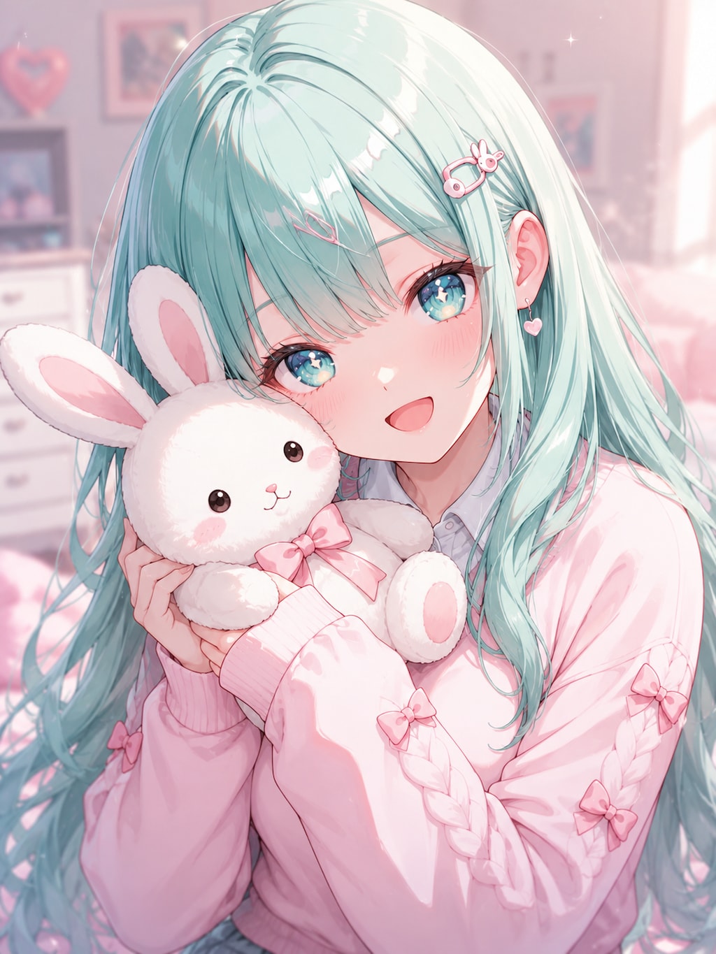 お気に入りの、うさちゃんぬいぐるみと