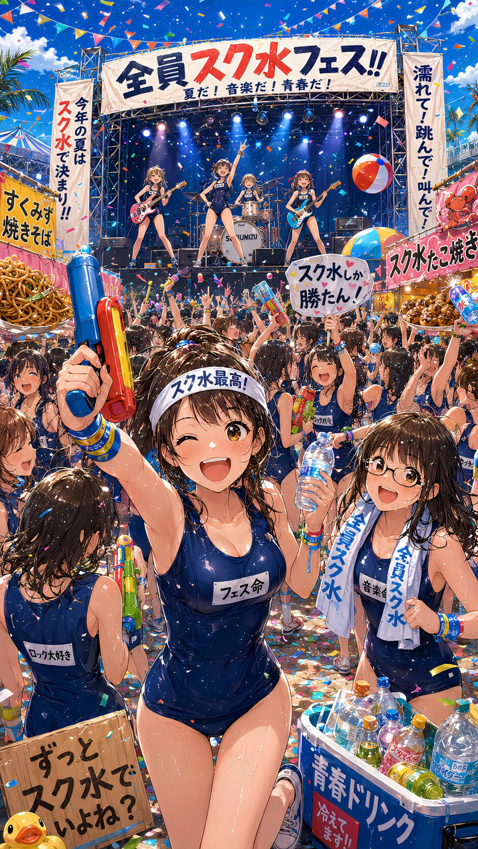 全員スクール水着でフェス！