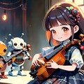 楽器を演奏する女の子とロボット 6枚目