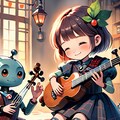 楽器を演奏する女の子とロボット 5枚目