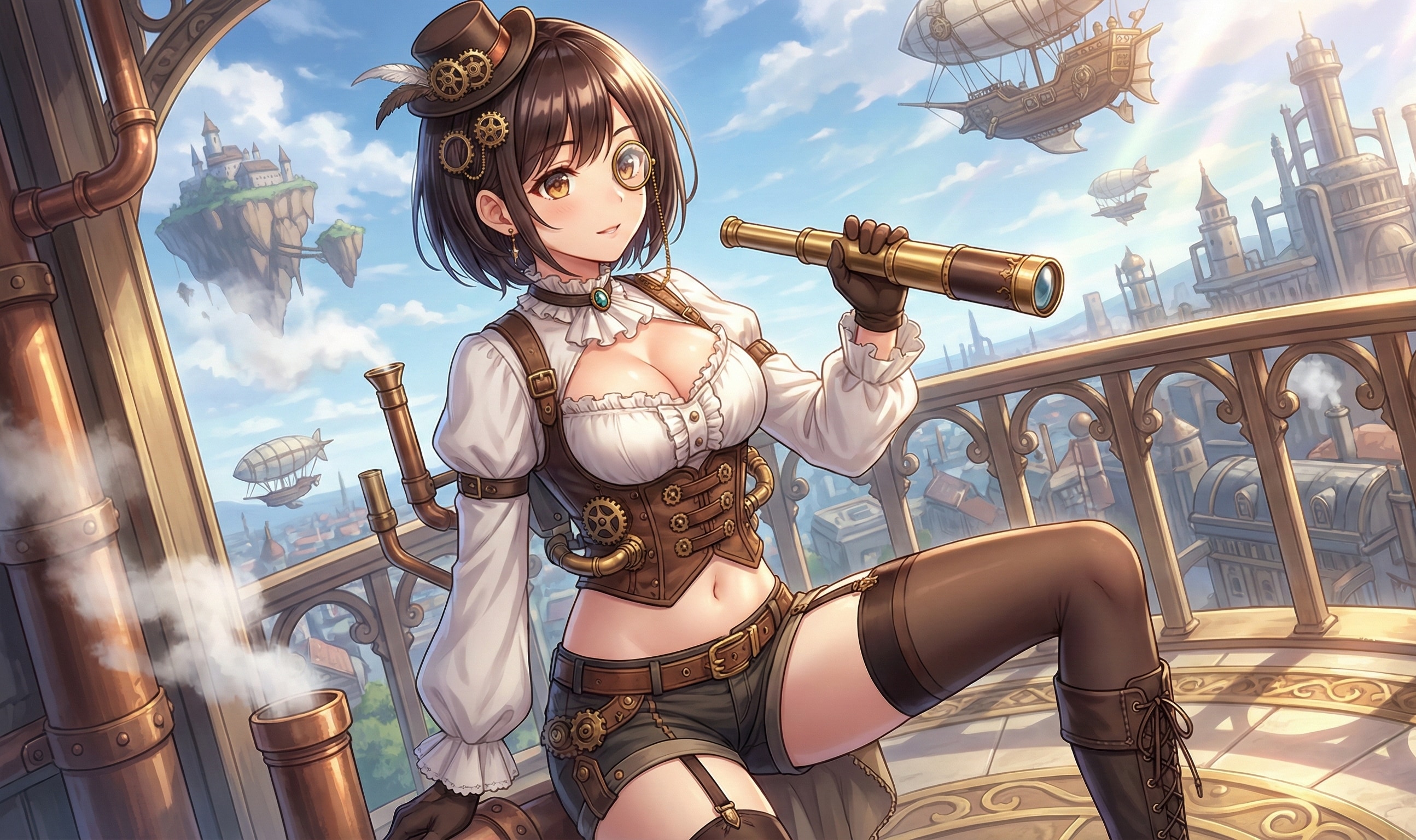 (ほぼ全モデル) スチームパンクファンタジーワールド 2(イラスト+実写(GARNET)) | の人気AIイラスト・グラビア