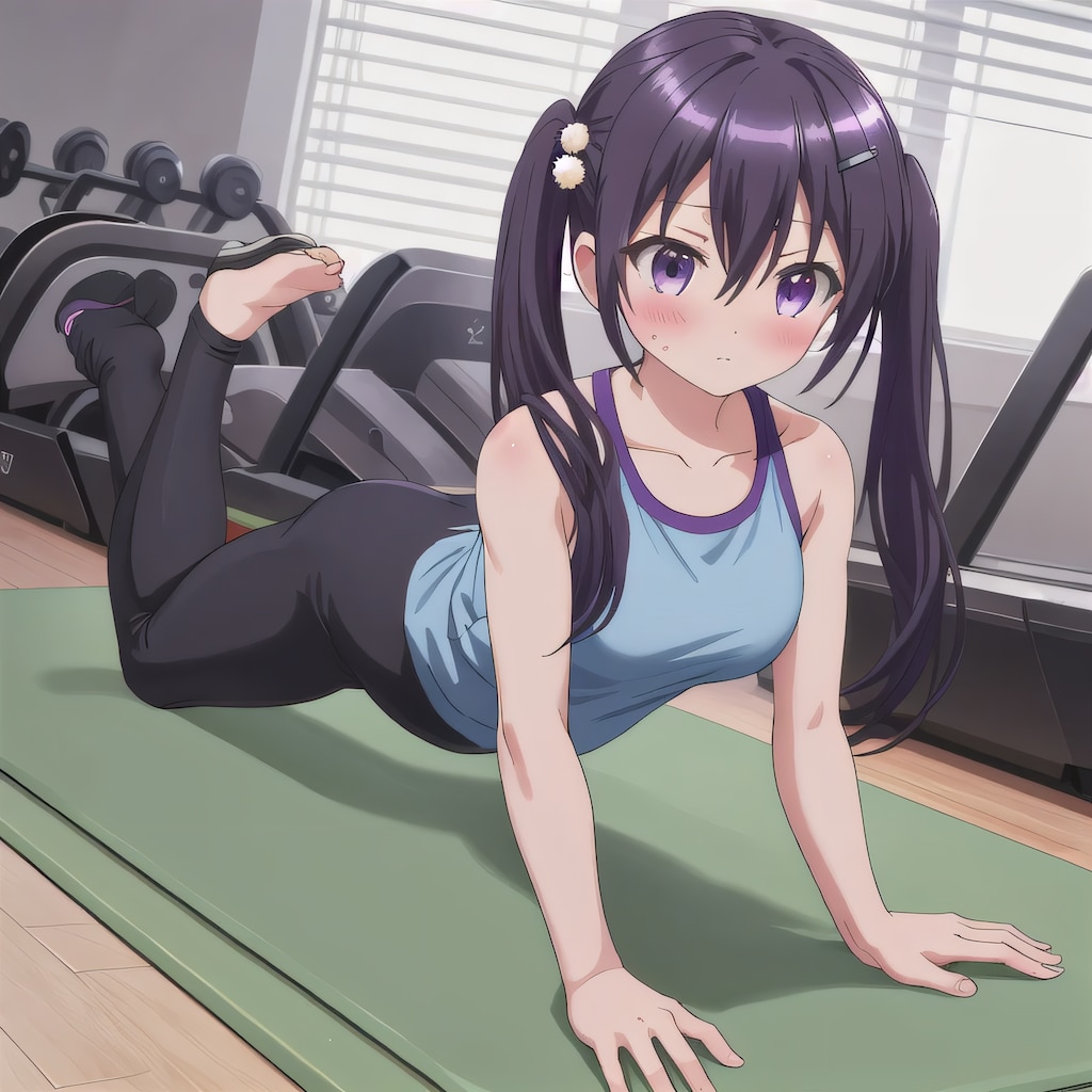 紫髪ロングで筋トレの少女６