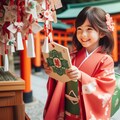 【DALL-E3】正月・元日に神社に初詣をする1人の女の子 2枚目