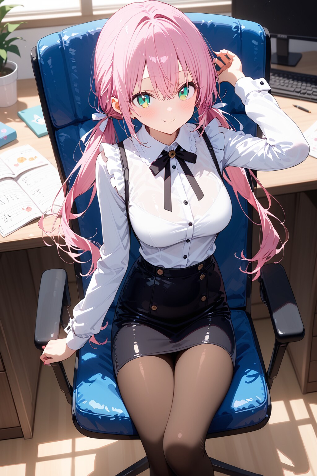 オフィスカジュアルな桃花