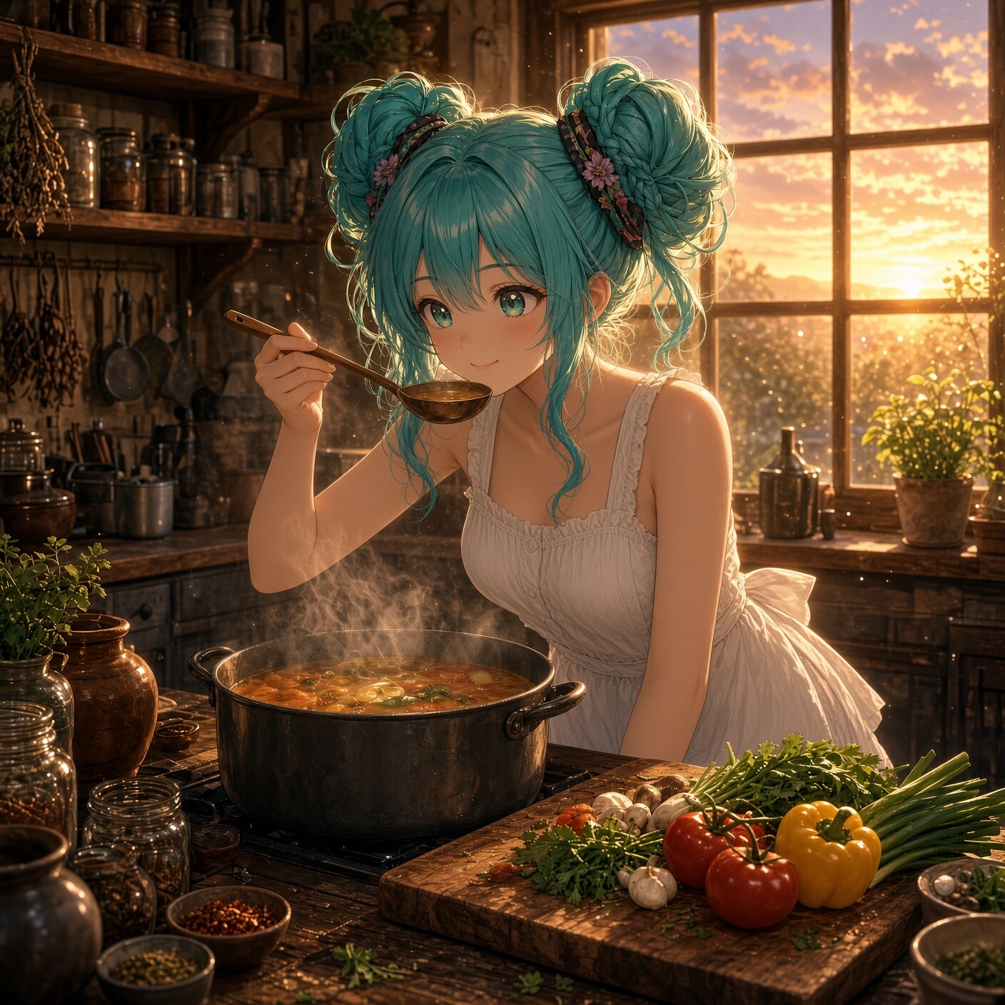 ミクさんは夕食の準備中　Grok | の人気AIイラスト・グラビア