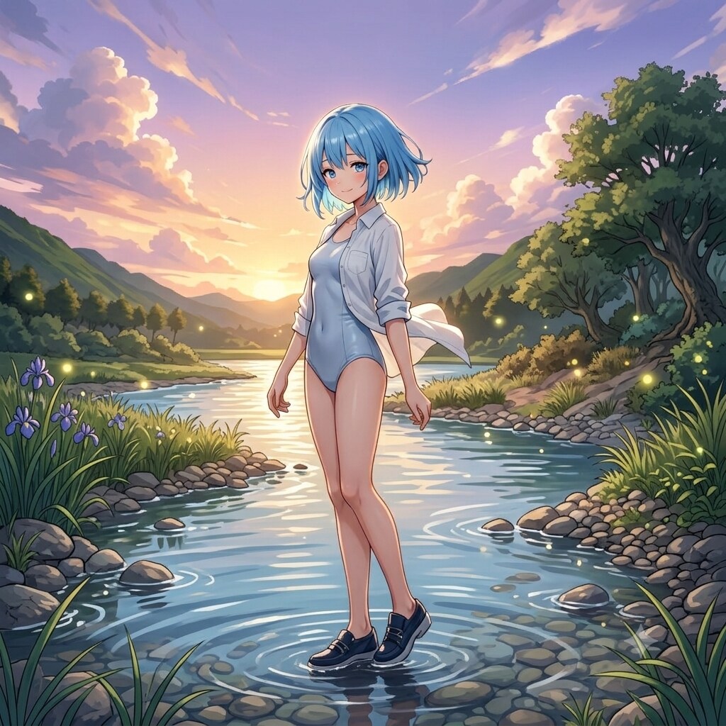 夕暮れの水面で深呼吸②