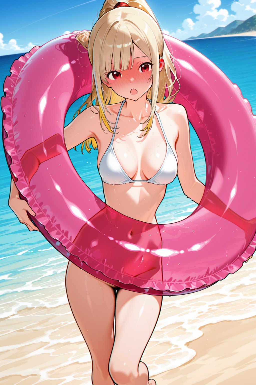浮き輪を水平に持てない…