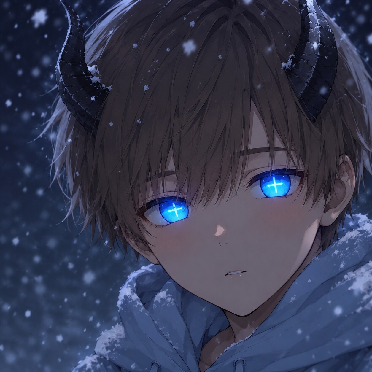 雪の中の少年