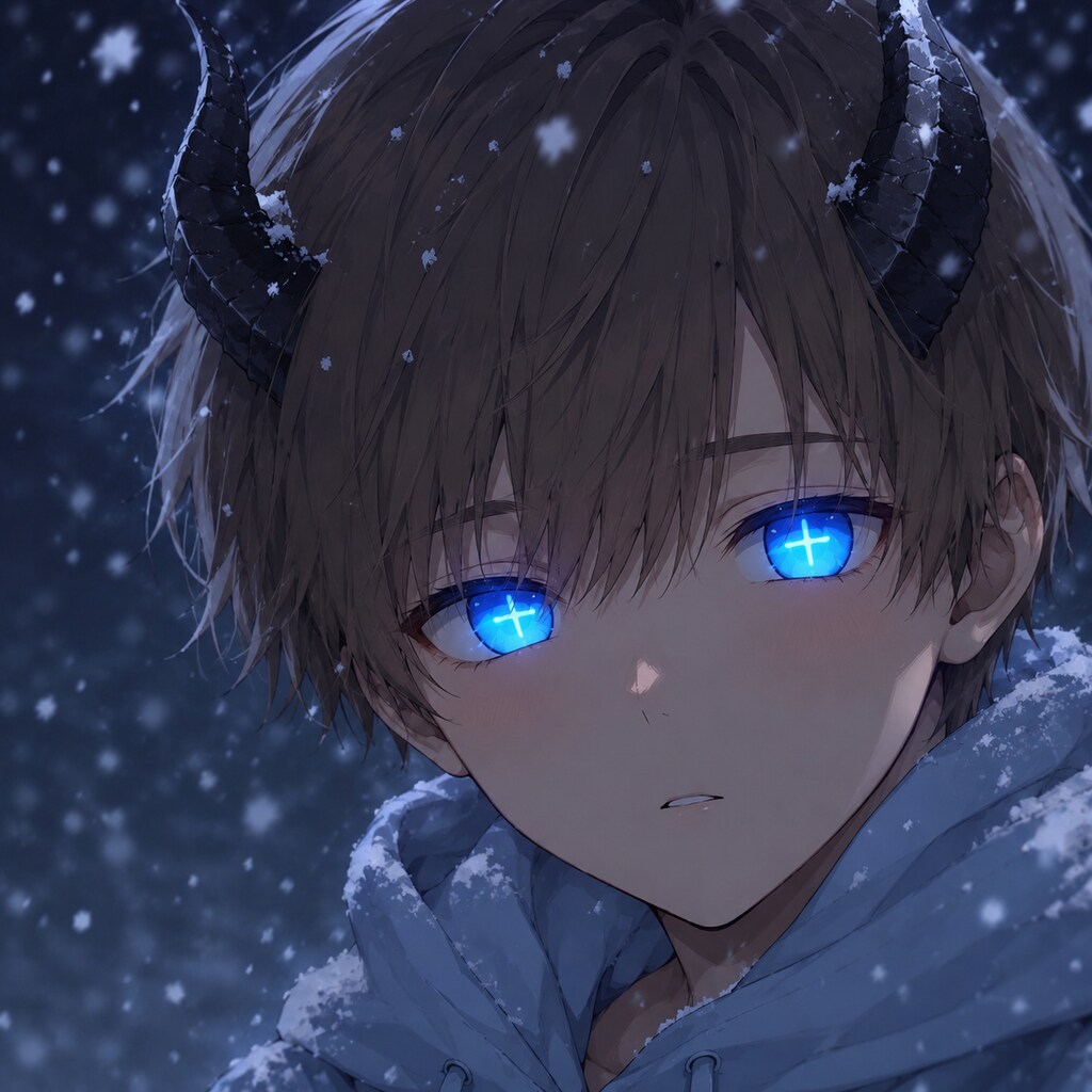 雪の中の少年