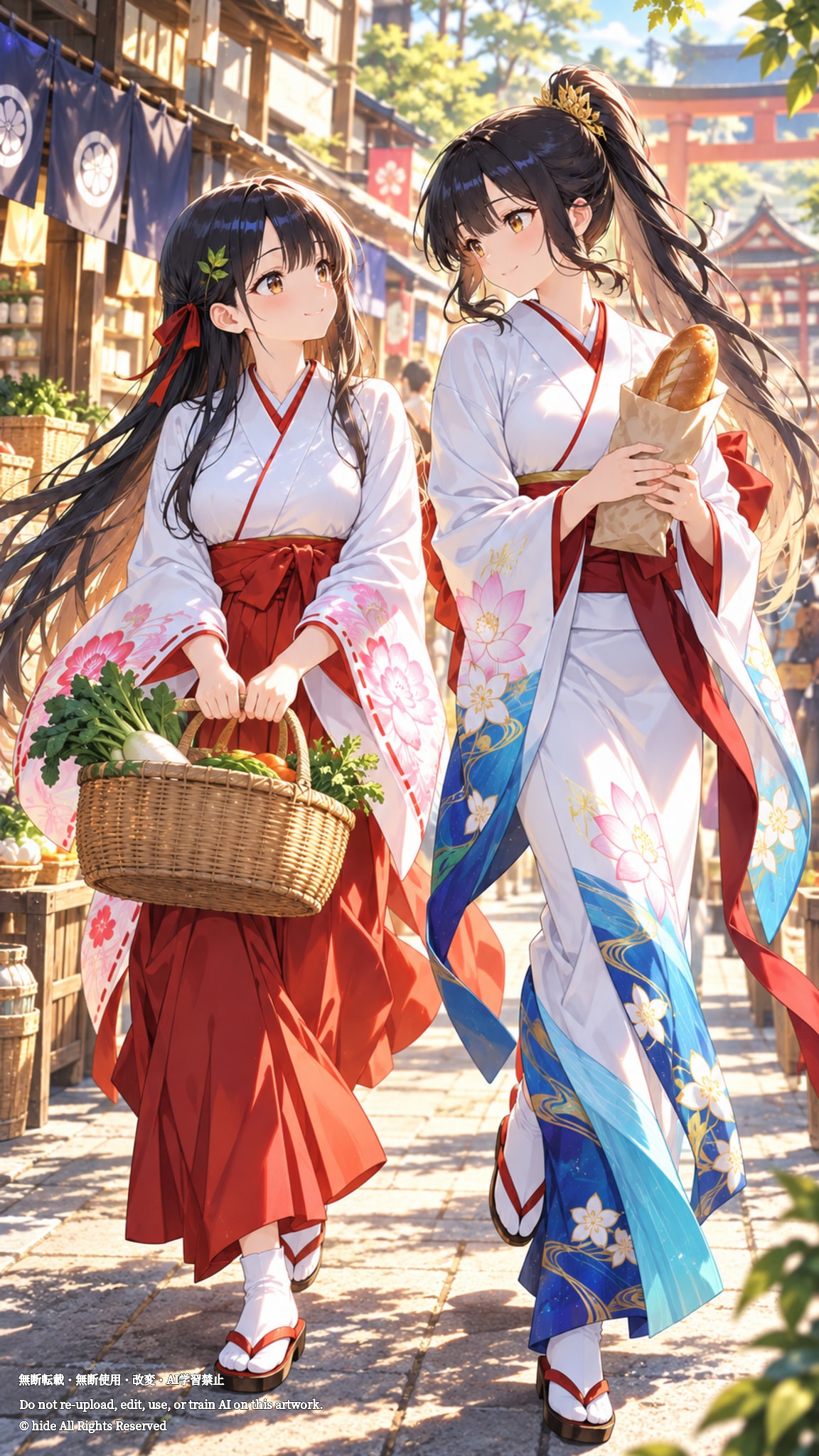 神楽さんとアマテラスさん、買い出し帰りに | の人気AIイラスト・グラビア