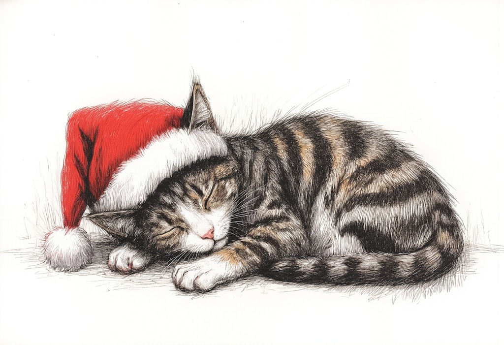 サンタの帽子を被った猫 2