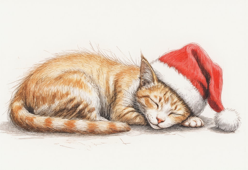 サンタの帽子を被った猫 2