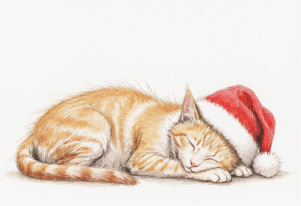 サンタの帽子を被った猫 2