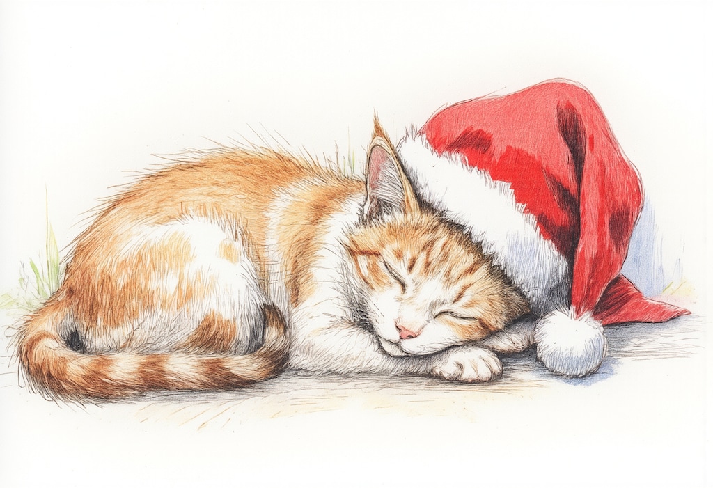 サンタの帽子を被った猫 2