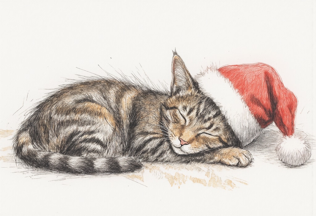 サンタの帽子を被った猫 2