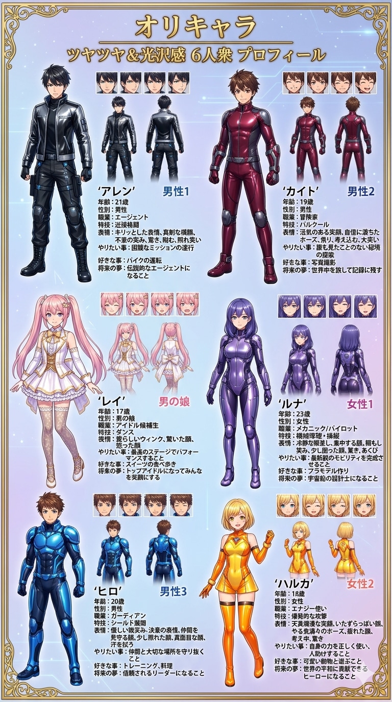 オリジナルキャラクター　3面図